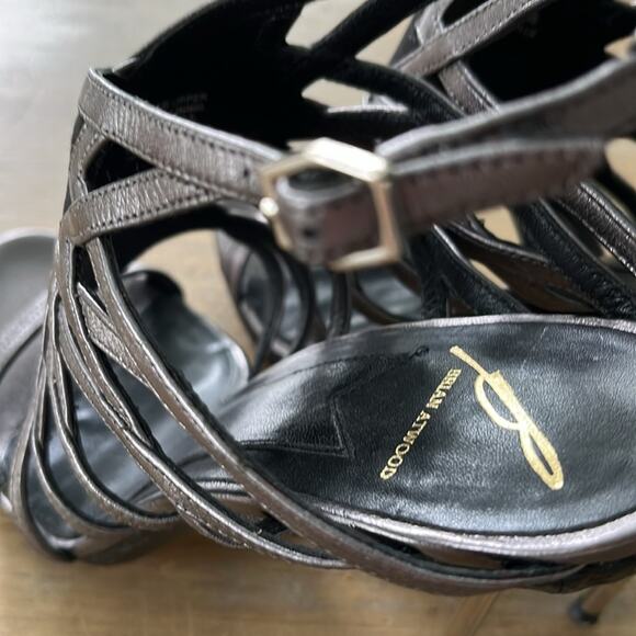 Brian Atwood Pumps Marseille Gladiator Metal Heels Sandals Shoes 7.5- 38 - Picture 11 of 14